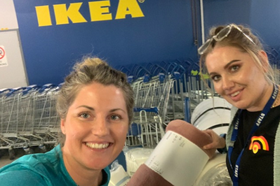 WA Engagement Officer Sarah at IKEA with youth worker from Cockburn Youth Services