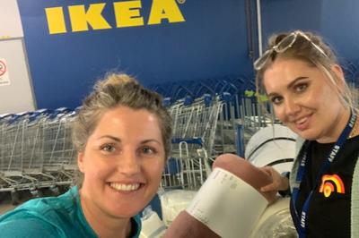 WA Engagement Officer Sarah at IKEA with youth worker from Cockburn Youth Services